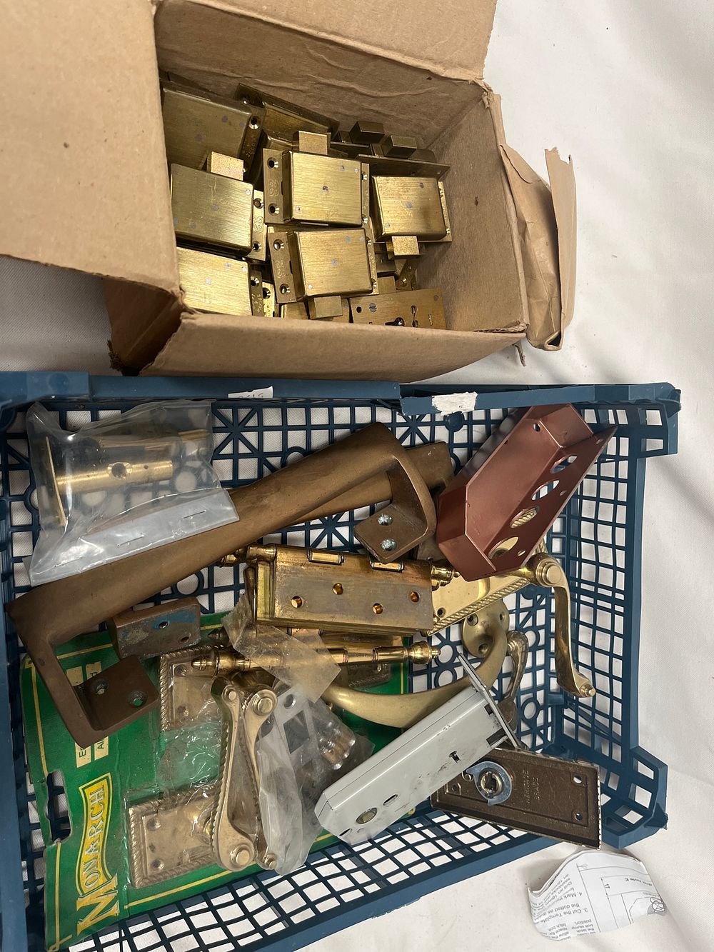 Lot 1111: A Collection of Monarch? and G and E? Brass Architectural Door and Window Hardware