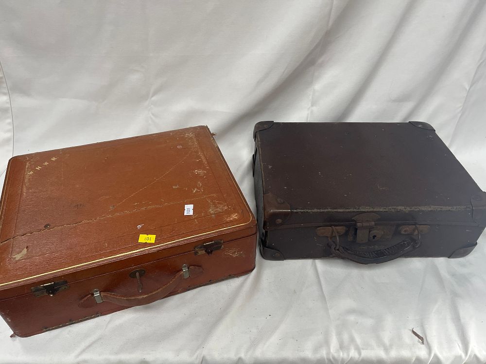Lot 1130: Two Vintage Travel Cases Including 1940s Military Utility Suitcase?