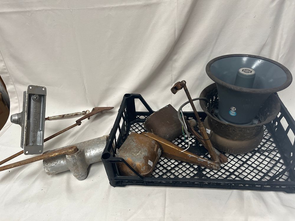 Lot 1146: Daihatsu? and Main? Industrial Door Closers, Show Horn Speaker and Hardware
