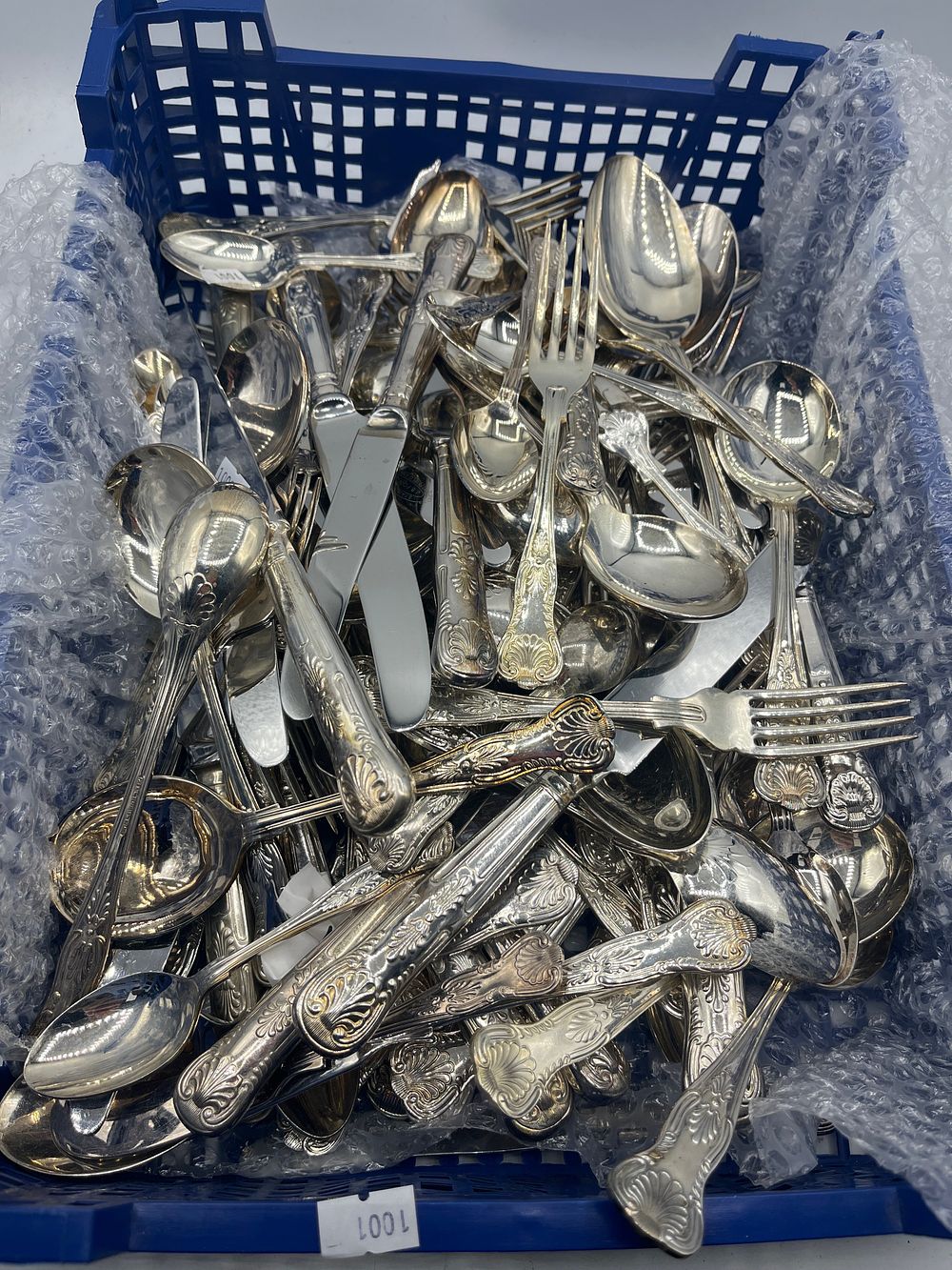 Lot 1160: A Collection of Kings Pattern White Metal Flatware by J. B. Fowler?