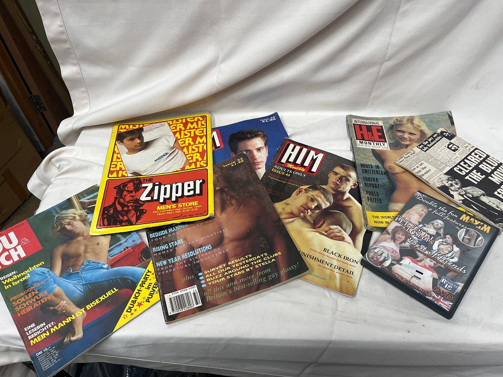 Lot 1177: A Collection of Vintage Gay and Adult Interest Magazines and DVD