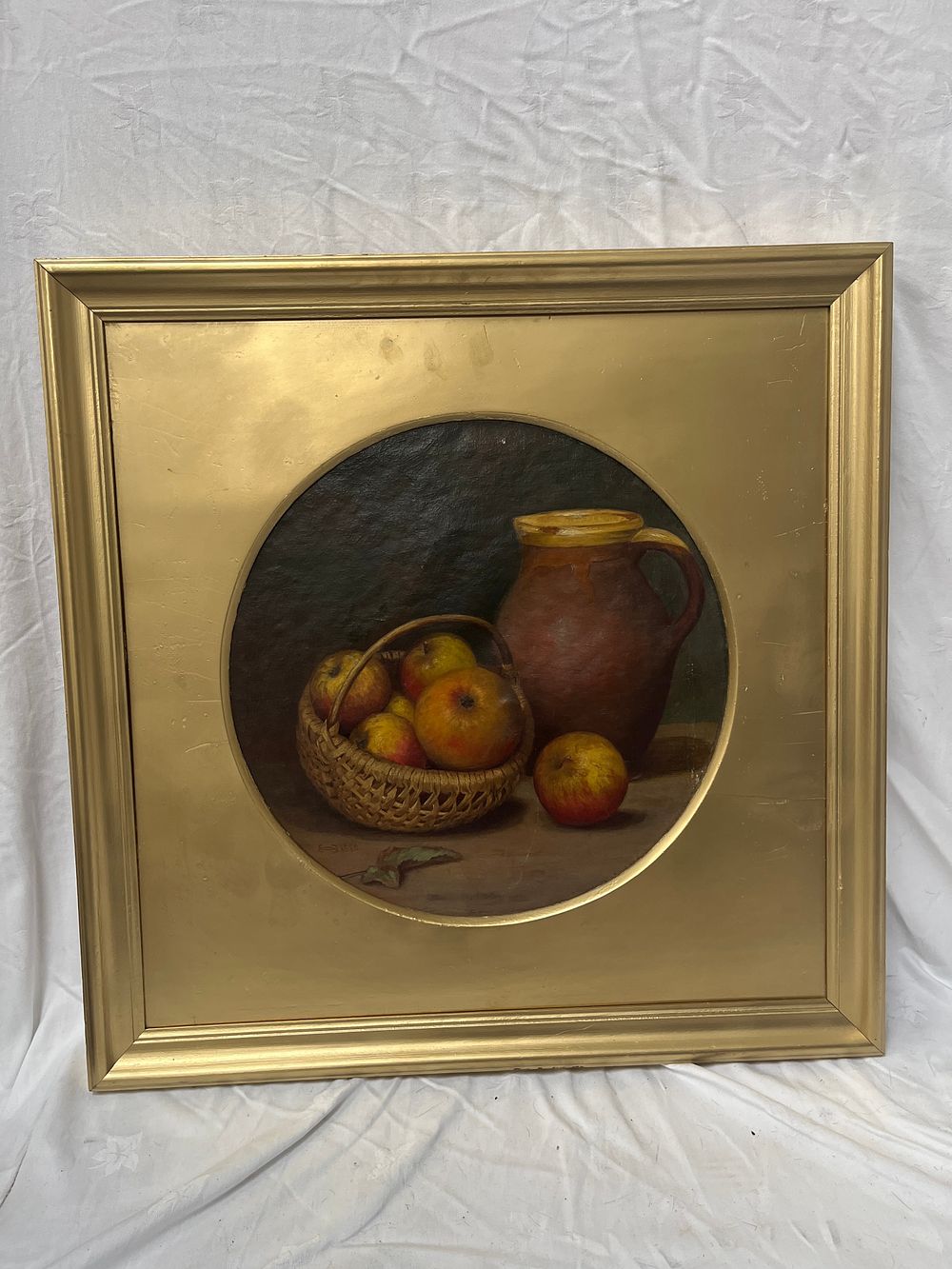 Lot 1189: Late Victorian Oil on Canvas Still Life of Apples by C. Clayson ?, 1880, 17"