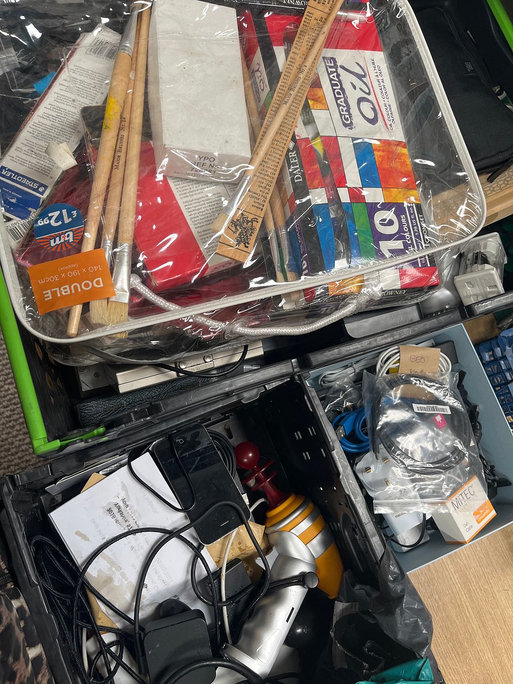 Lot 1195: An Assortment of Art Supplies, Office Stationery, and Electronic Accessories