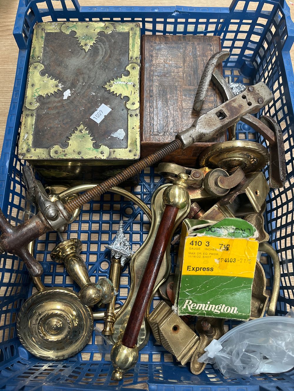 Lot 1196: An Assortment of Vintage Brass and Cast Iron Hardware? and Ephemera