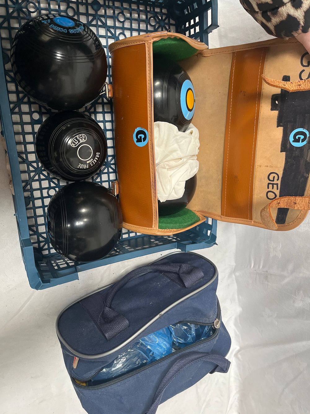 Lot 1214: Drakes Pride Synthetic Lawn Bowls With Cases