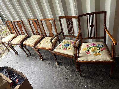 A Collection of Mahogany? Queen Anne and Edwardian Style Dining Chairs. An assembled collection 
