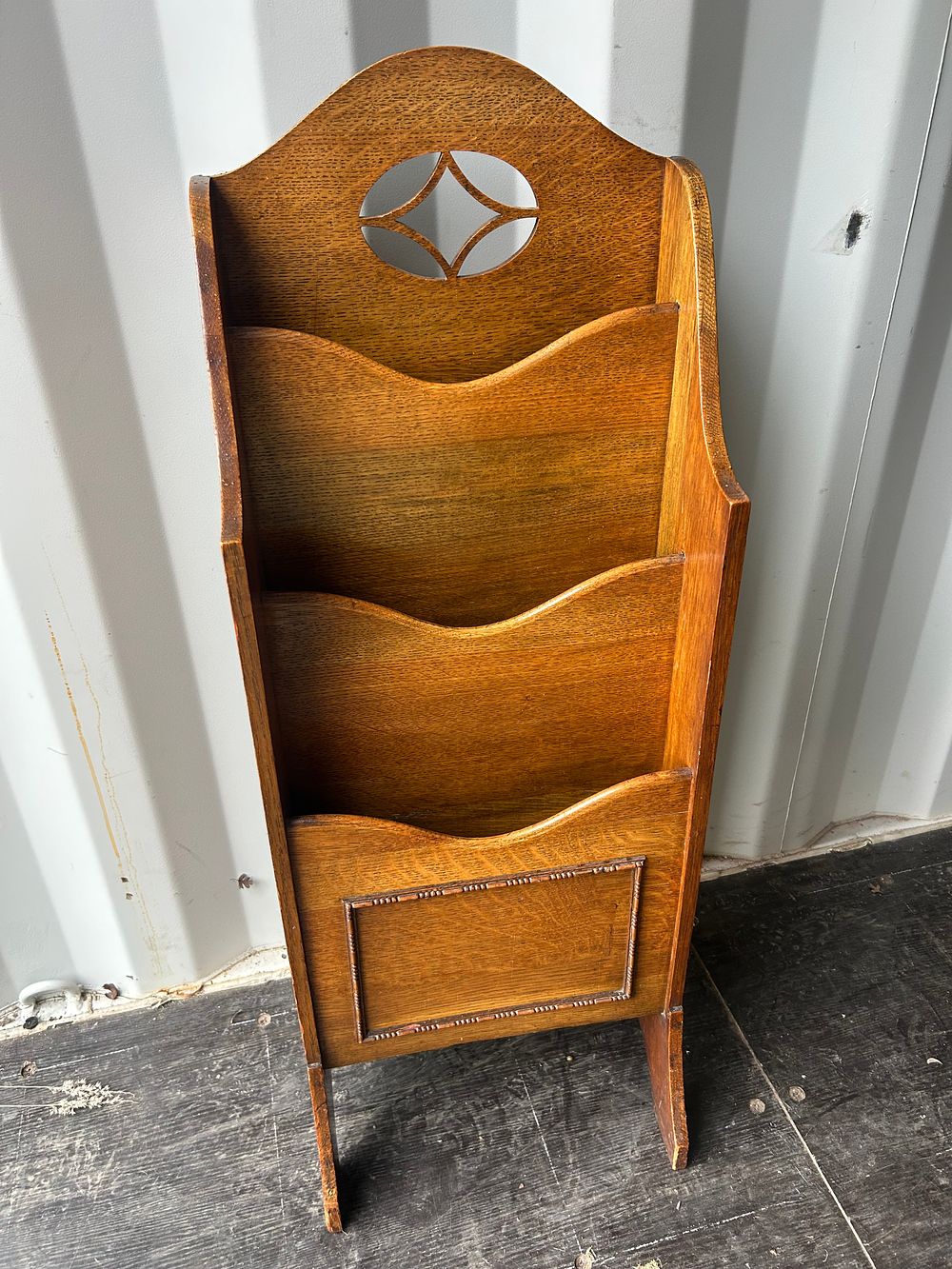 Lot 1265: Arts & Crafts Oak Magazine Rack?