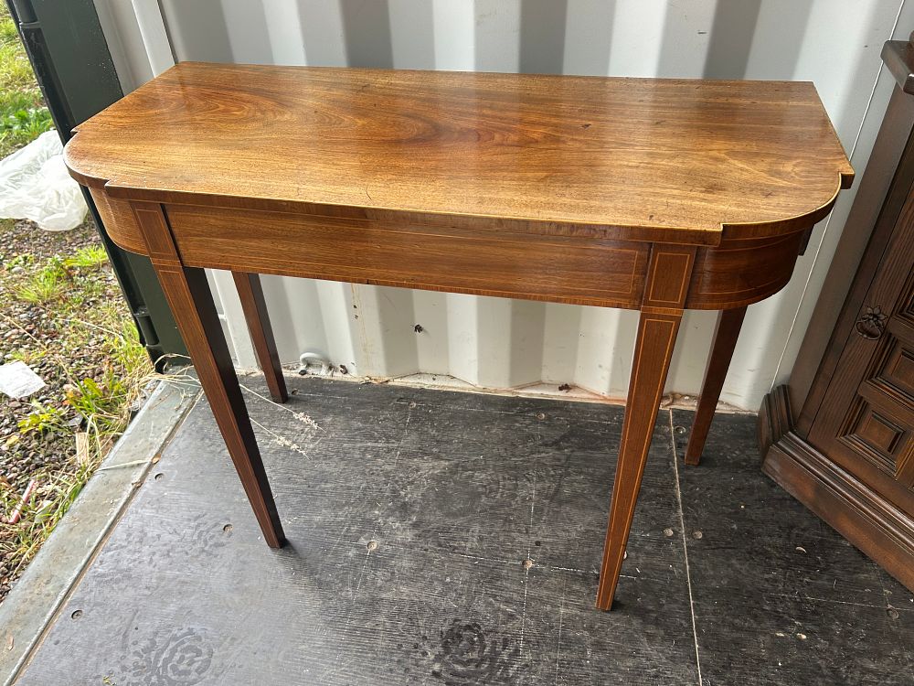 Lot 1272: George III? Style Inlaid Mahogany Card Table