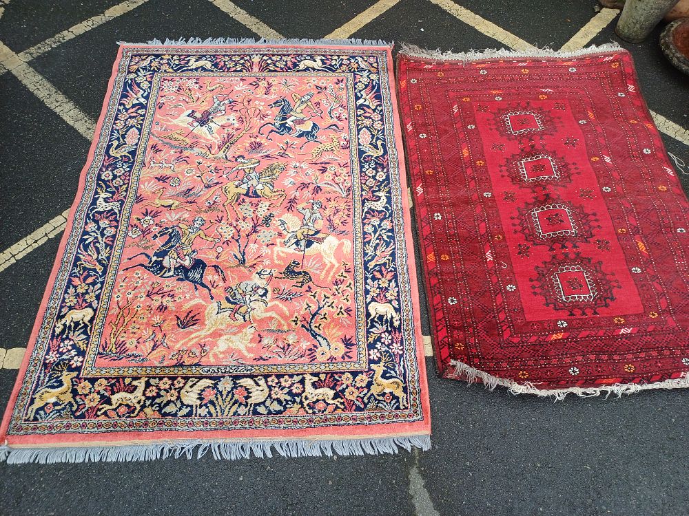 Persian Rug Patters Lot 257 – Two Handmade Wool Persian? Style Pictorial and Turkoman ...