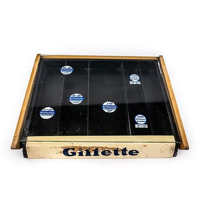 Vintage Wooden Gillette Razor Store Display. Vintage wooden Gillette Razor store display, in