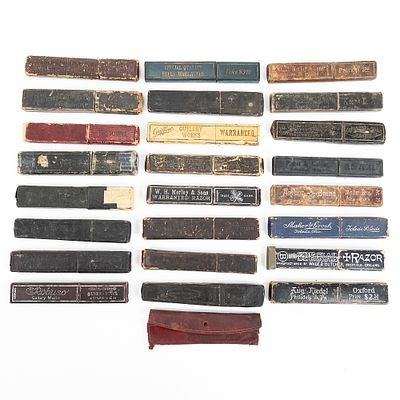 (25) Straight Razor Boxes. Large lot of miscellaneous Straight Razor boxes, with notable names