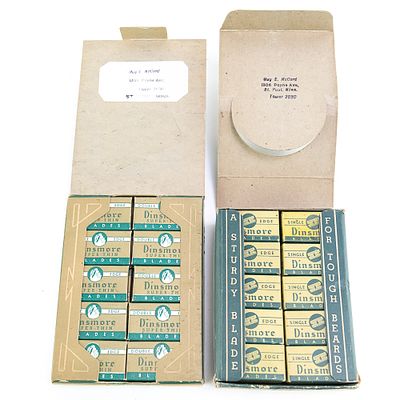 (2) Dinsmore Blades Store Displays. (1) Dinsmore Single Edge razor display, and (1) Dinsmore