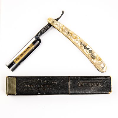 Hess Stainless Frozen Temper 44 w/ Unorig. Box. Vintage Straight Razor "Frozen Temper" by Hess