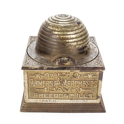 1892 Economy Accumulates Wealth Advertising Bank. 1892 Economy Accumulates Wealth "Beehive" cast 