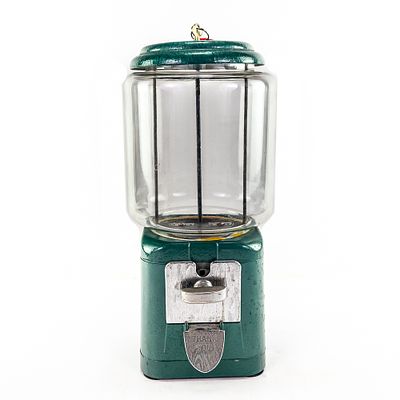 Coin Op "Acorn" 1 Cent Gumball Machine. Older repaint with a good glass globe. Looks to be 