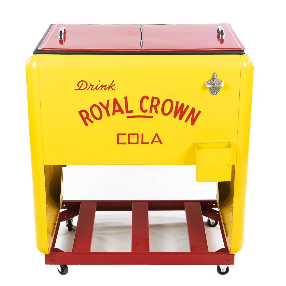 Restored "Royal Crown Cola" 2 Door Cooler. Professionally, perfectly restored on an unusual 