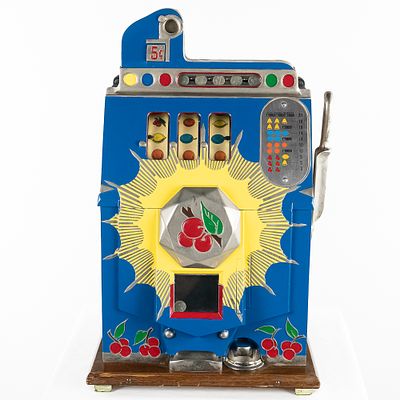 Mills 5 Cent Bursting "Cherry Burst" Slot. Professionally restored slot machine with original 