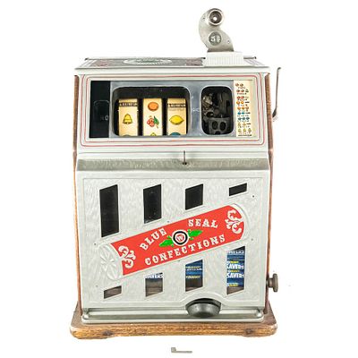 *Watling 5 Cent Blue Seal Slot w/ Mint Vending. Older restoration on a Watling 5 Cent slot 