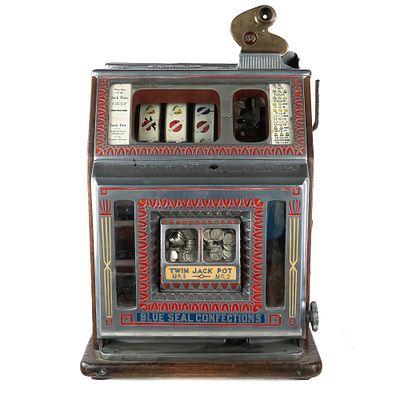 *Watling Blue Seal Confection Twin Jackpot 5 Cent. Circa 1933. Watling 5 cent slot machine with 