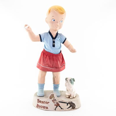 Buster Brown "Boy w/ Dog" Show Store Display. Rare seen shoe store window display for Buster 