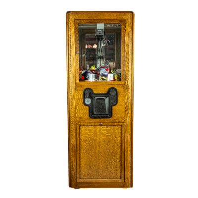 5 Cent Carnival Claw/Digger Machine. Beautifully restored oak cabinet with beveled glass on 3 