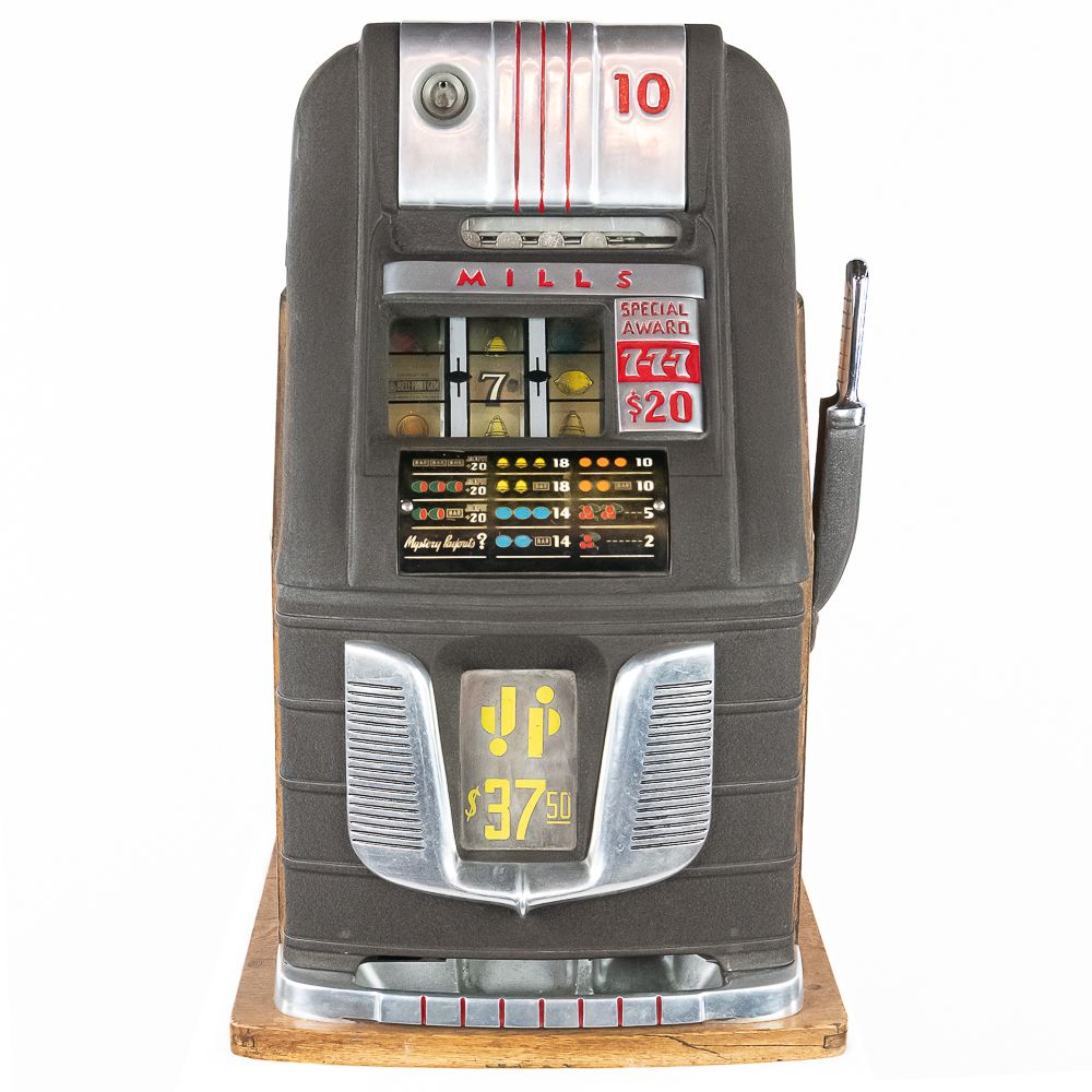 *1950s Mills 10c Hightop 777 Payout. Nice! With original lock, key, cash box and back door! 