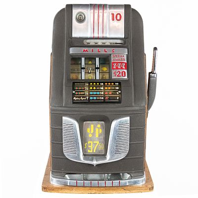 *1950s Mills 10c Hightop 777 Payout. Nice! With original lock, key, cash box and back door! 