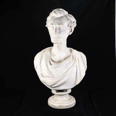 President Abe Lincoln Pedestal Bust. Large plaster pedestal bust of President Abraham Lincoln. 