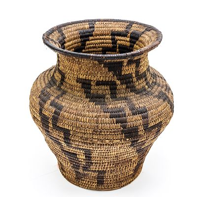 1940s Pima Basket Olla Basket. Pima Olla crafted circa the 1940s showcases the artistry and 
