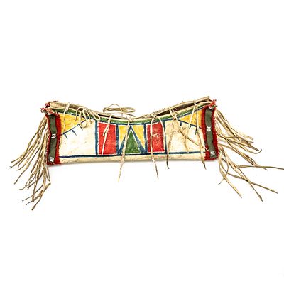 Plains Indian Parfleche Container. This is a painted Plains Indian parfleche container, date 