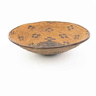 1920 Pima Basket. Pima basket circa 1920. Finally coiled shallow bowl showcases masterful 