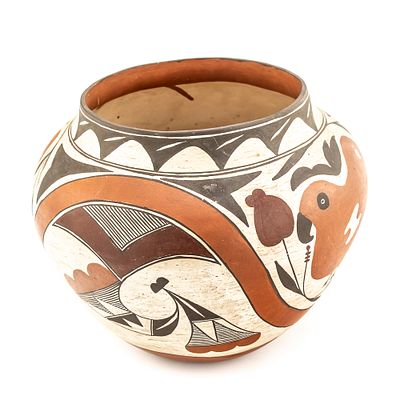 1950s Acoma Pueblo Polychrome Pot-Signed. This four-color polychrome pot was made at Acoma 