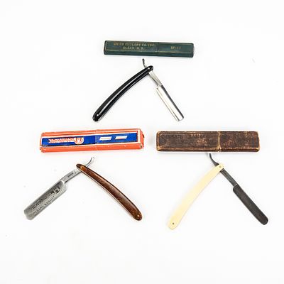 (3) Lot of 3 Straight Razors w/ Boxes. Lot of 3 Vintage Straight Razors w/ Boxes.Included is the 