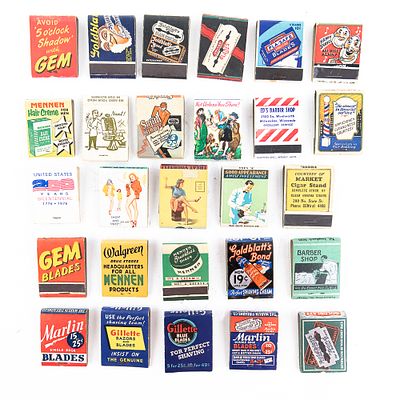 Vintage Razor Blade-Themed Match Book Collection. Razor Blade Themed Match Book Collection 