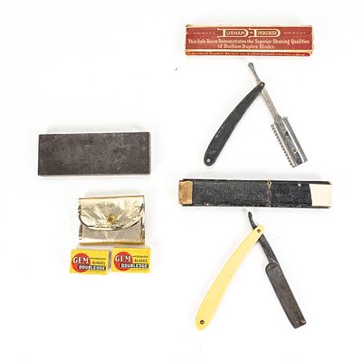 Vintage Straight Razors, Blades, Sharpening Hone. Includes a Wade & Butcher, Sheffield England 