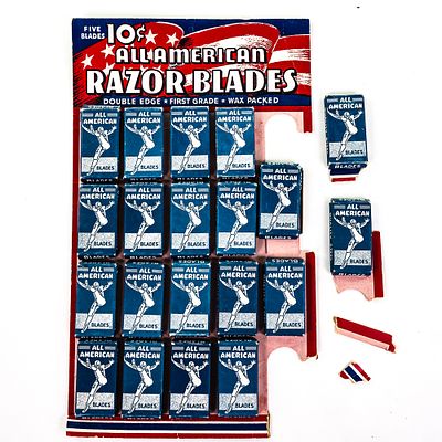 (2) Vintage All American Razor Blade Display. Vintage All American Razor Blade Display, comes 