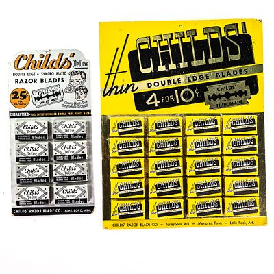 (2) Vintage Child's Razor Blade Displays, Little Rock, AR, comes with 20 blade boxes, second 