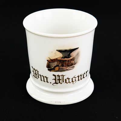 Blacksmith Occupational Shaving Mug. Shaving mug for a Blacksmith showing an anvil in good 
