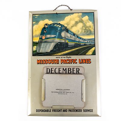 Missouri Pacific Lines Railroad Perpetual Calendar. Missouri Pacific Lines perpetual calendar 
