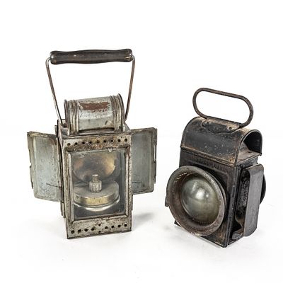 Railway Lanterns (2) British and German. This is an exceptional and highly unusual grouping of 