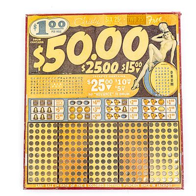Vintage Christy $1 Gaming Punchboard. Vintage Christy $1 dollar per hole punchboard in very good 