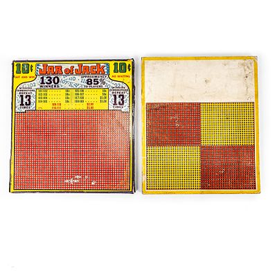 Lot of 2: Two Vintage Punch Boards. Two unused 10 cent punch boards, one black of advertising. 