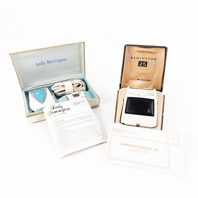 Remington 25 & Lady Remington Electrical Shavers. Shaving assortment includes like new Remington 