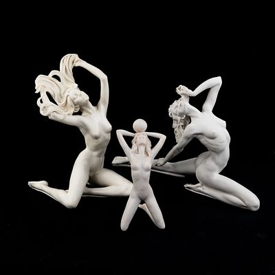 Collection of A. Santini Nude Female Sculptures. Collection features a pair of Santini and one 