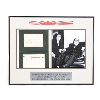 Framed Signature of Admiral Kichisaburo Nomura. An incredibly historical piece of World War II 
