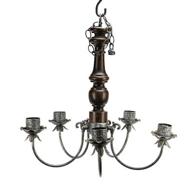 Vintage 24" Chandelier. Handsome wood & metal 24" Chandelier in good overall condition. Some age 