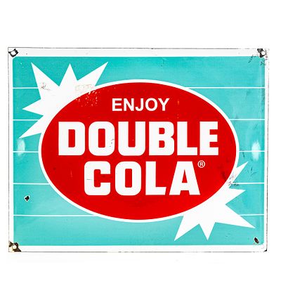 Enjoy Double Cola SSP Porcelain Advertising Sign. "Enjoy Double Cola" single sided porcelain 