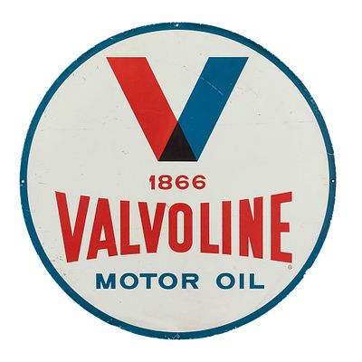 30" 1866 Valvoline Motor Oil SST Advertising Sign. 1866 Valvoline Motor Oil" circular single 
