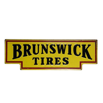 60" Brunswick Tires SST Embossed Advertising Sign. Large and in charge "Brunswick Tires" single 