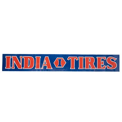70" India Tires SST Advertising Sign. Vintage India Tires single sided tin advertising sign. 
